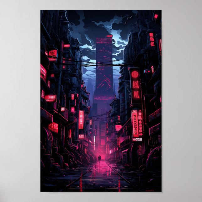 Póster Cyberpunk Corpo Tower Tokyo (Frente)