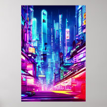 Cyberpunk Futurista Ciudad Neón