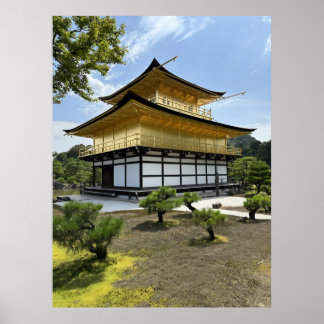 Póster Cyberpunk Golden Pavilion Style Temple in Future