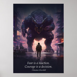 Póster Cyberpunk - Guerrero, Gimnasio, Trabajo, Éxito