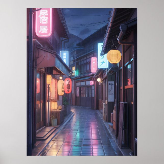 Póster Cyberpunk Japan Street Neon Cityscape Anime modern (Frente)