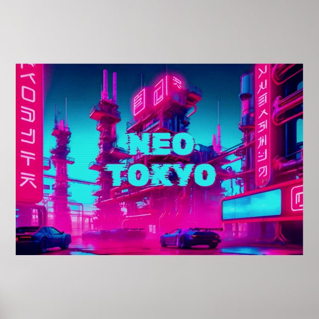 Póster Cyberpunk Neo Tokyo Synthwave Street Sci-Fi (Frente)