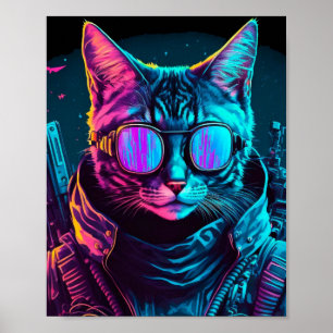 Póster Cyberpunk neon twilight cat