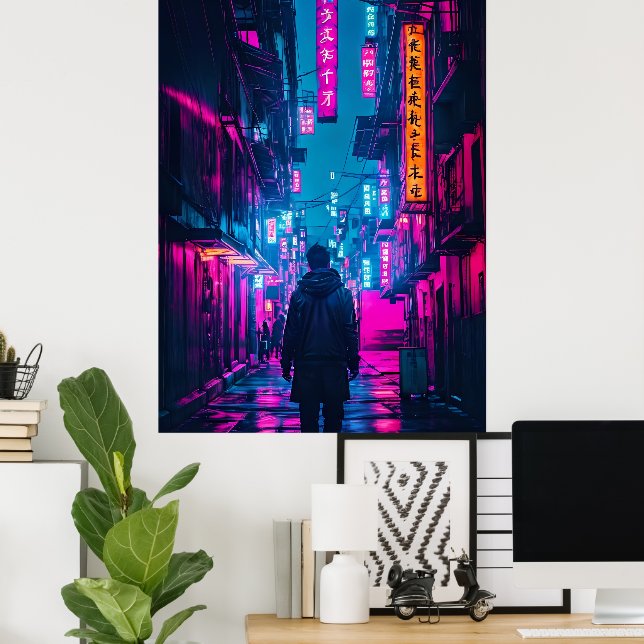 Póster Cyberpunk Street (Oficina en casa)