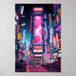 Póster Cyberpunk Tokyo Neon Street