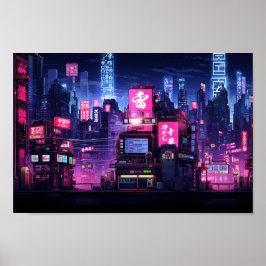 Póster Cyberpunk Tokyo Street Diner