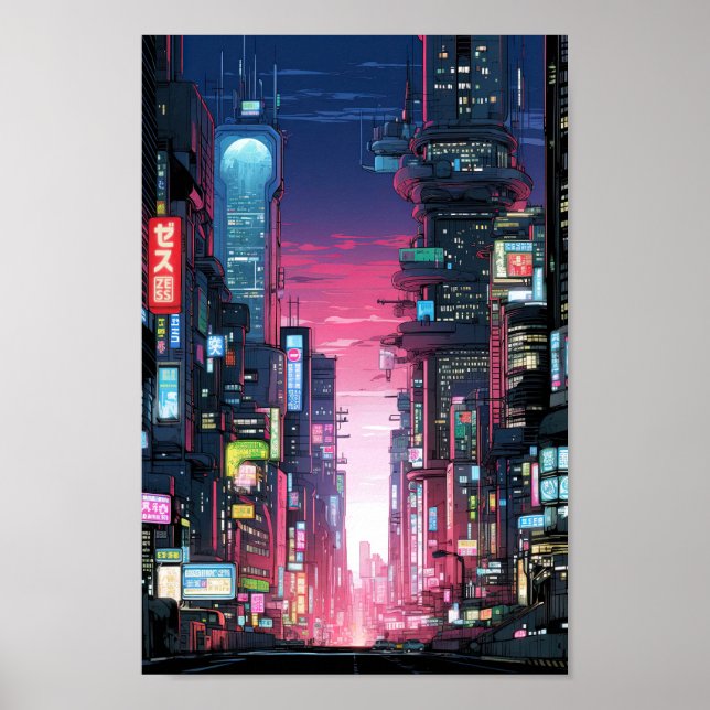 Póster Cyberpunk Tokyo Street Neon (Frente)