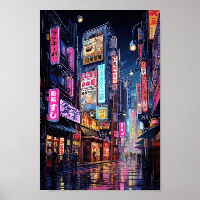 Póster Cyberpunk Tokyo Street Neon (Frente)