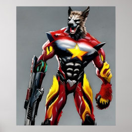 Póster Cyberpunk Wolf, descarga digital de Werewolf Art