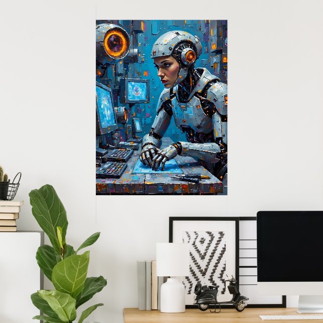 Póster Cyborg en terminal (Oficina en casa)