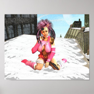 Póster Cyborg femenino de ciencia ficción