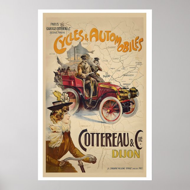 Póster Cycles and Automobiles Cottereau et Cie, Dijon (Frente)