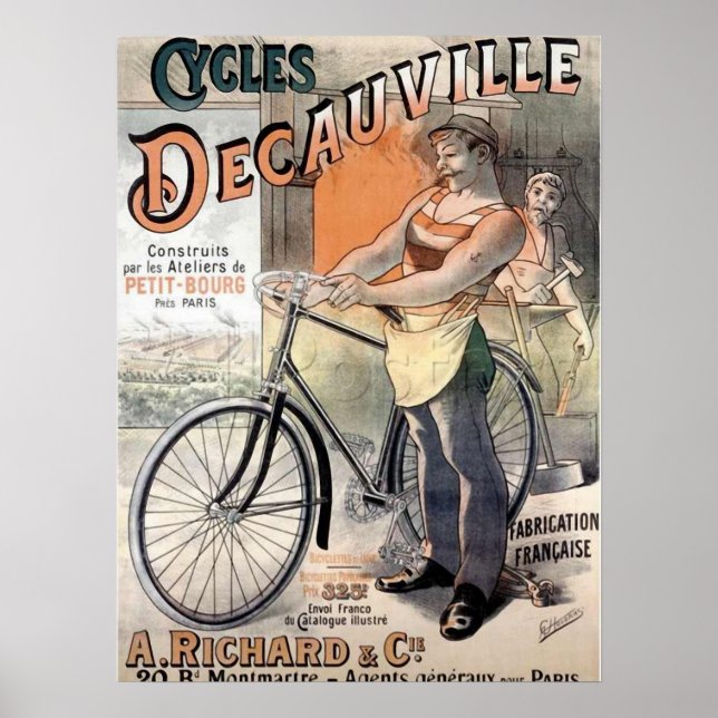 Póster Cycles Deauville Vintage Poster francés de ciclism (Frente)