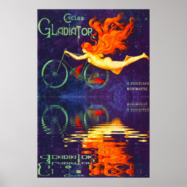 Póster Cycles Gladiator Reflexión en el Tiempo Ciclismo F (Frente)