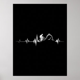 Póster Cycling Heartbeat Racing Bicycle Mountain Bike