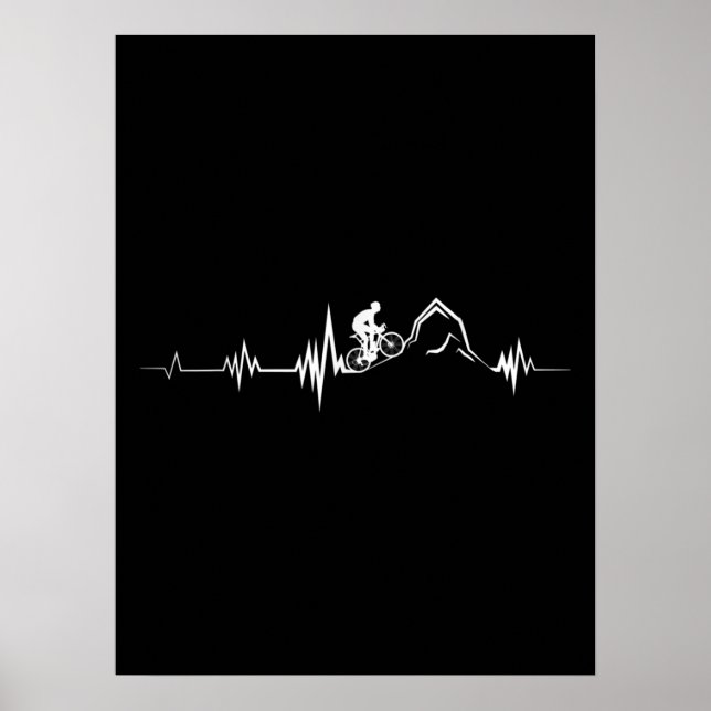 Póster Cycling Heartbeat Racing Bicycle Mountain Bike (Frente)