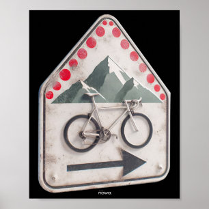 Póster Cycling Sign - Recopilar Puntos Rojos de Escalada