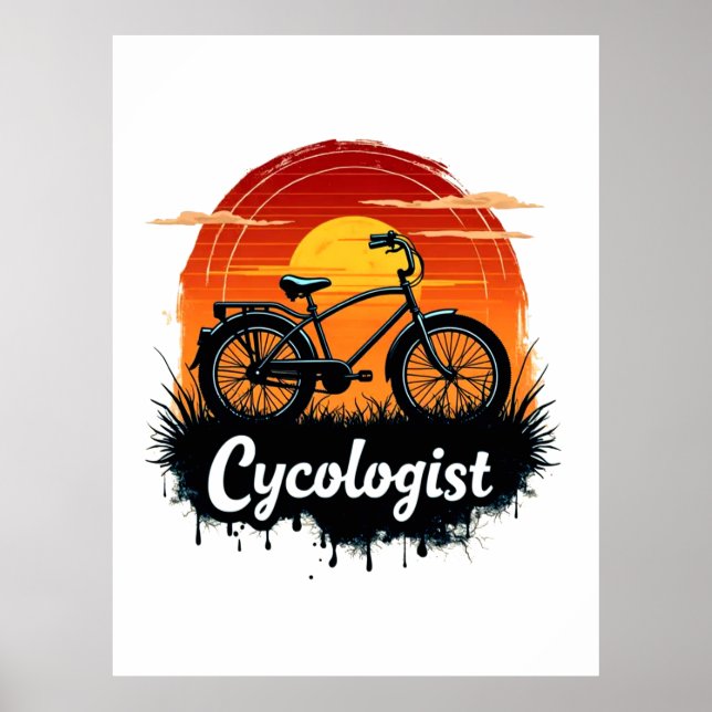 Póster Cycologist Bike Adventure: Tee gráfico atardecer (Frente)