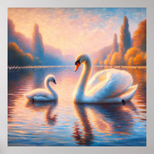 Póster Cygnet y Swan