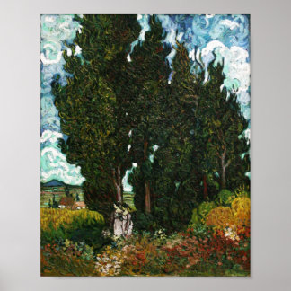 Póster Cypreses con dos mujeres, Vincent van Gogh