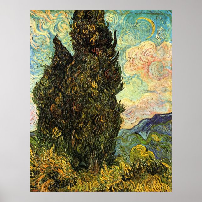 Póster Cypreses de Vincent van Gogh (Frente)