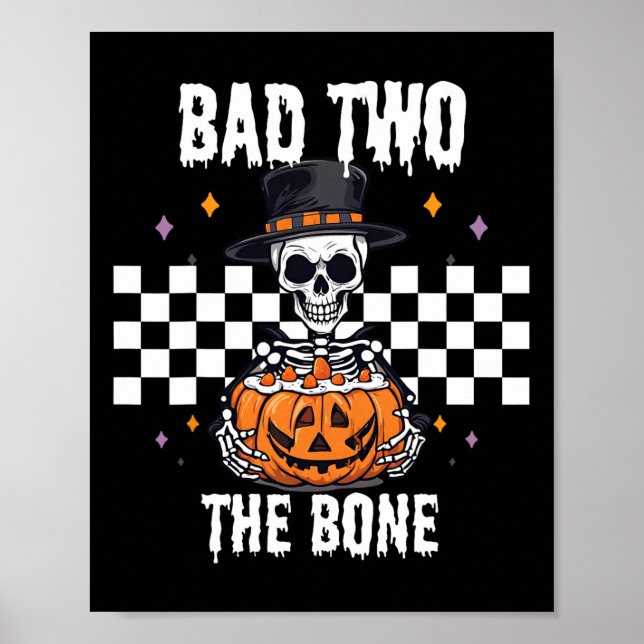 Póster D Al Disfraz De Halloween De Esqueleto Óseo (Frente)