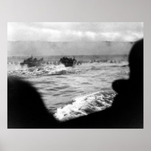 Póster D-DAY Omaha Beach Primera Ola Francia Segunda Guer