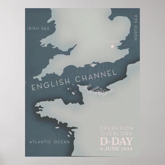 Póster D-Day Operación al mando del poster Militar. (Frente)