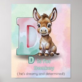 Póster D is for Donkey – Dreamy and Determined ABC Poster