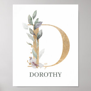 Póster D Monograma Poster floral personalizado