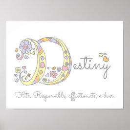 Póster D nombre de chicas de destino inicial que signific