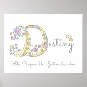 Póster D nombre de chicas de destino inicial que signific