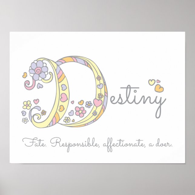Póster D nombre de chicas de destino inicial que signific (Frente)