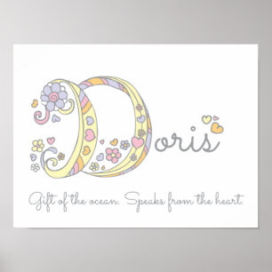 Póster D nombre de chicas Doris iniciales significa poste