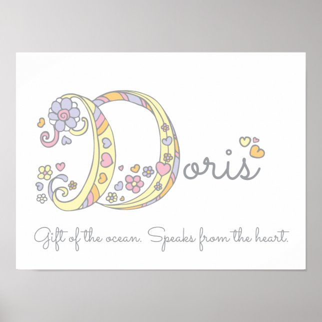 Póster D nombre de chicas Doris iniciales significa poste (Frente)