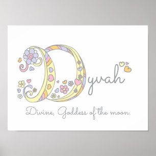 Póster D nombre inicial de los chicas Dyvah que significa