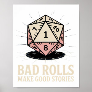 Póster D Rolls Make Good Stories Rpg Gamer Family Matchin