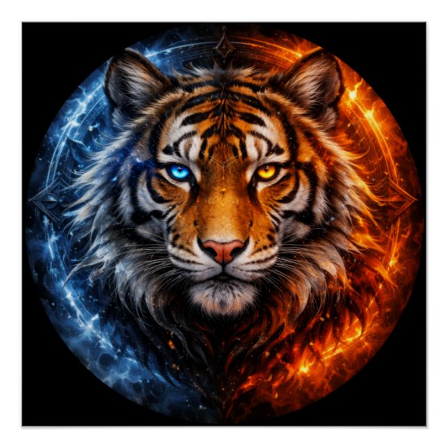 Póster Daagwear – Duality Tiger | Fire & Ice Spirit (Anverso)