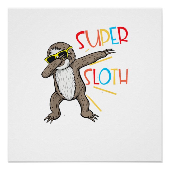Póster Dab de Baile de Superhéroe de Perezoso Super Diver (Anverso)