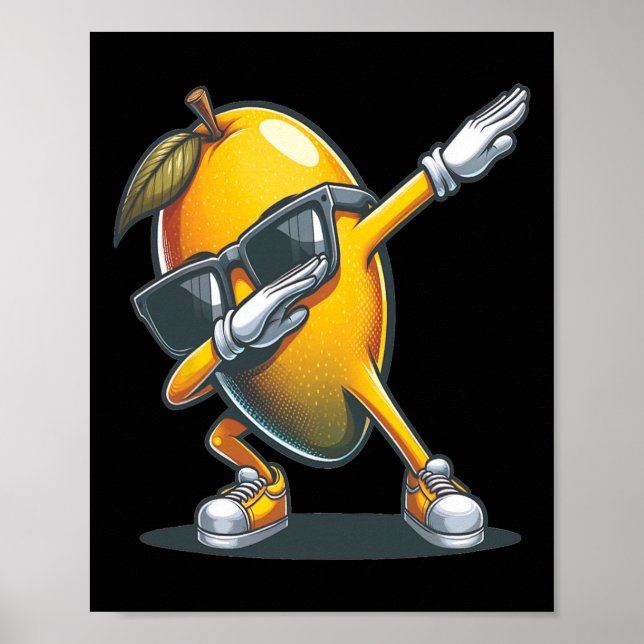 Póster Dab Mango Bailando Dabbing Mango Fruta con Sungles (Frente)