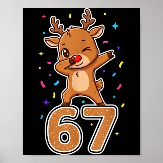 Póster Dabbing 67 Reindeer 67 Funny Six Seven Meme Gen Z  (Frente)