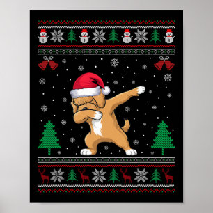 Póster Dabbing Apoo Dog Santa Hat Niños Chicas Christm