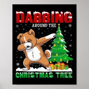 Póster Dabbing Around the Christmas Tree Zuchon Dog Xmas