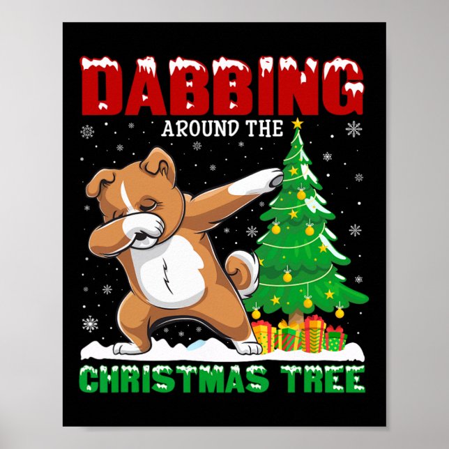 Póster Dabbing Around the Christmas Tree Zuchon Dog Xmas (Frente)