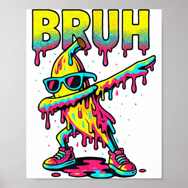 Póster Dabbing Banana Bruh Ice Cream Drip Banana Youth Bo (Frente)