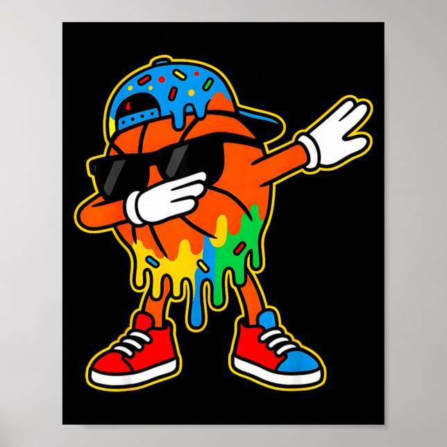 Póster Dabbing Basketball Ice Cream Drip Boys Basketball  (Frente)