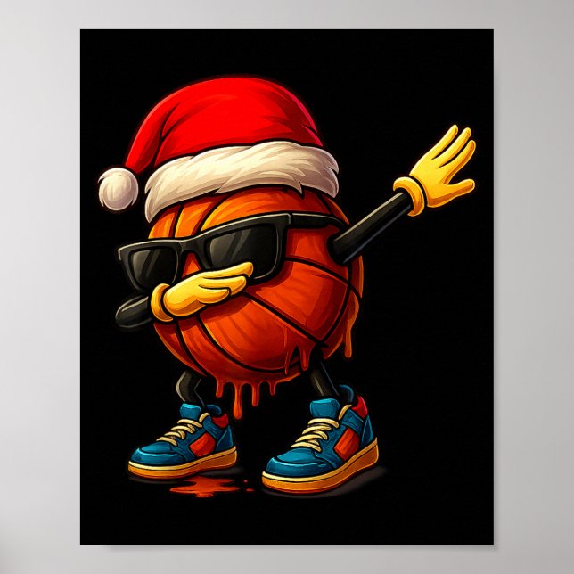 Póster Dabbing Basketball Sungles Funny Christmas Tee Boy (Frente)