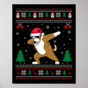 Póster Dabbing Bernard Dog Santa Hat Niños Chicas Chris