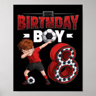 Póster Dabbing Boy 8 años jugador de fútbol Cumpleaños 8 