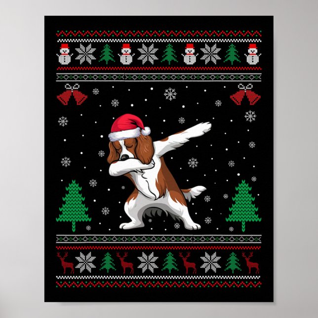 Póster Dabbing Boykin Spaniel Perro Santa Hat Niños Chica (Frente)